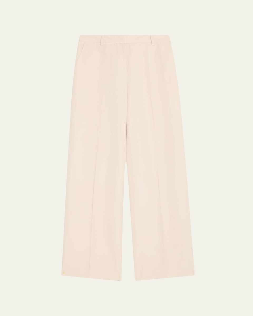Gates Wide-Leg Silk-Linen Pants